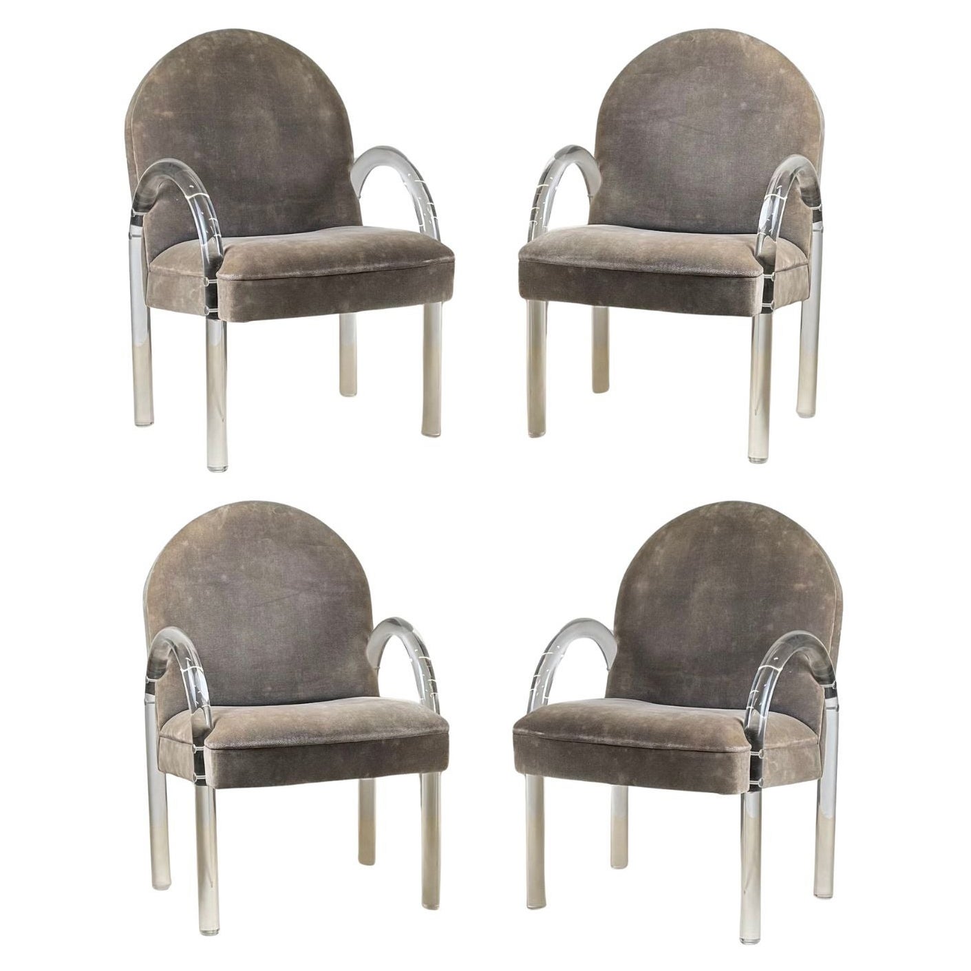 Set of 4 Comfortable Lucite Game Table Chairs by Leon Rosen for Pace Collection