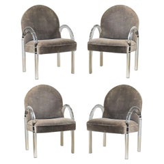 Set of 4 Comfortable Lucite Game Table Chairs by Leon Rosen for Pace Collection