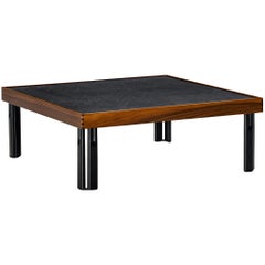 Table basse Naviglio de Piero De Martini pour Cassina en noyer et ardoise