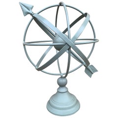 Vintage French Country Gray Iron Garden Armillary Sundial