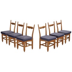 Guillerme & Chambron Set of Six 'Charles' Dining Chairs in Solid Oak