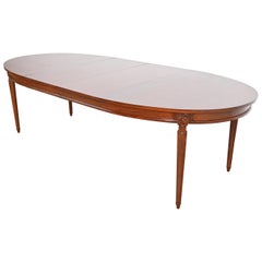 Baker Furniture Style French Regency Louis XVI Walnut Dining Table, Refinished