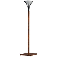 Italian Art Deco Floorlamp in Walnut and Metal