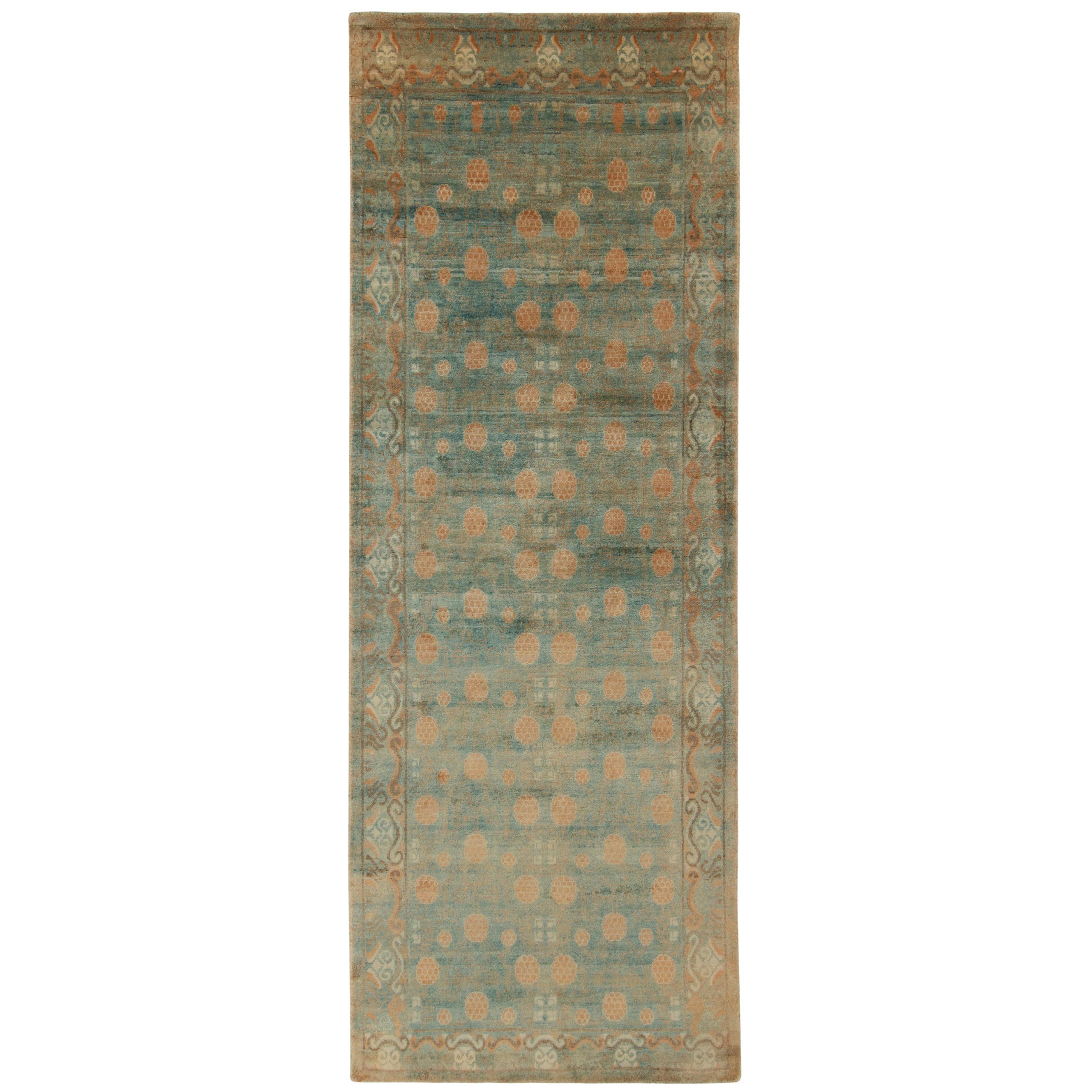 Rug & Kilim’s Khotan Style Rug in Blue, Beige-Brown Pomegranate Pattern