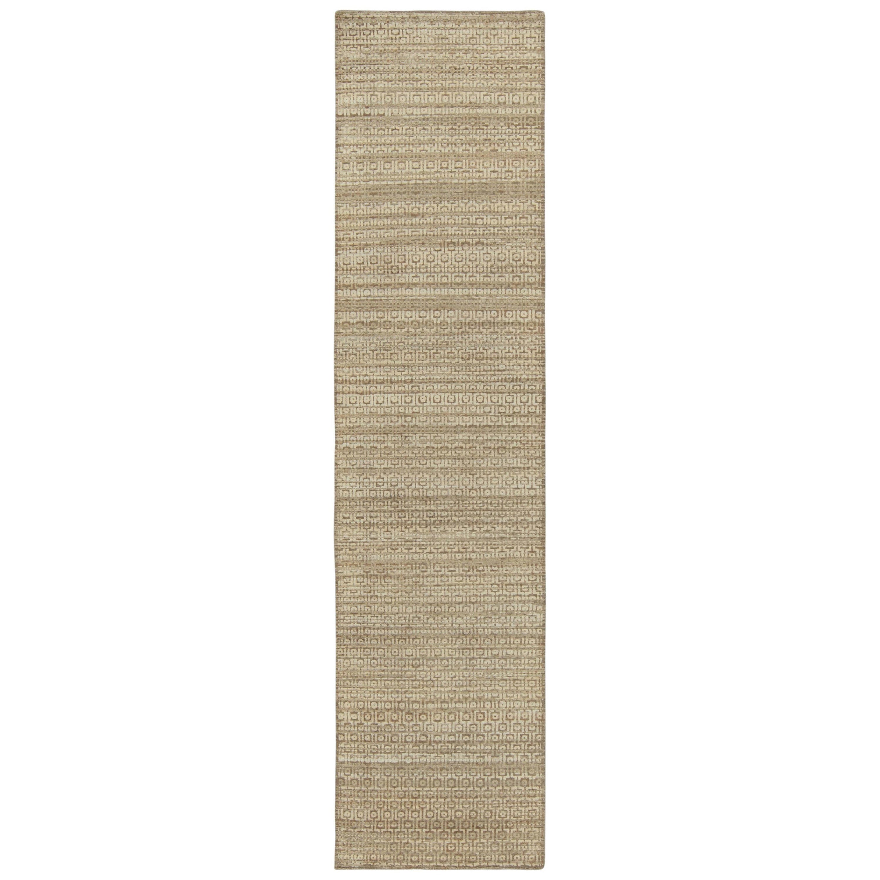 Alfombra de textura moderna Rug & Kilim en motivos geométricos beige-marrón y blanco