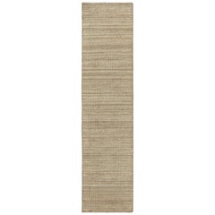 Tapis & Kilim's Modern Textural Runner in Beige-Brown and White Geometric Patterns (en anglais)
