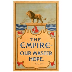 Original Antique Poster British Empire Our Master Hope Britain Stanley Baldwin
