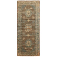 Rug & Kilim's Khotan Samarkand Style Rug in Beige-Brown and Blue Medallion Style