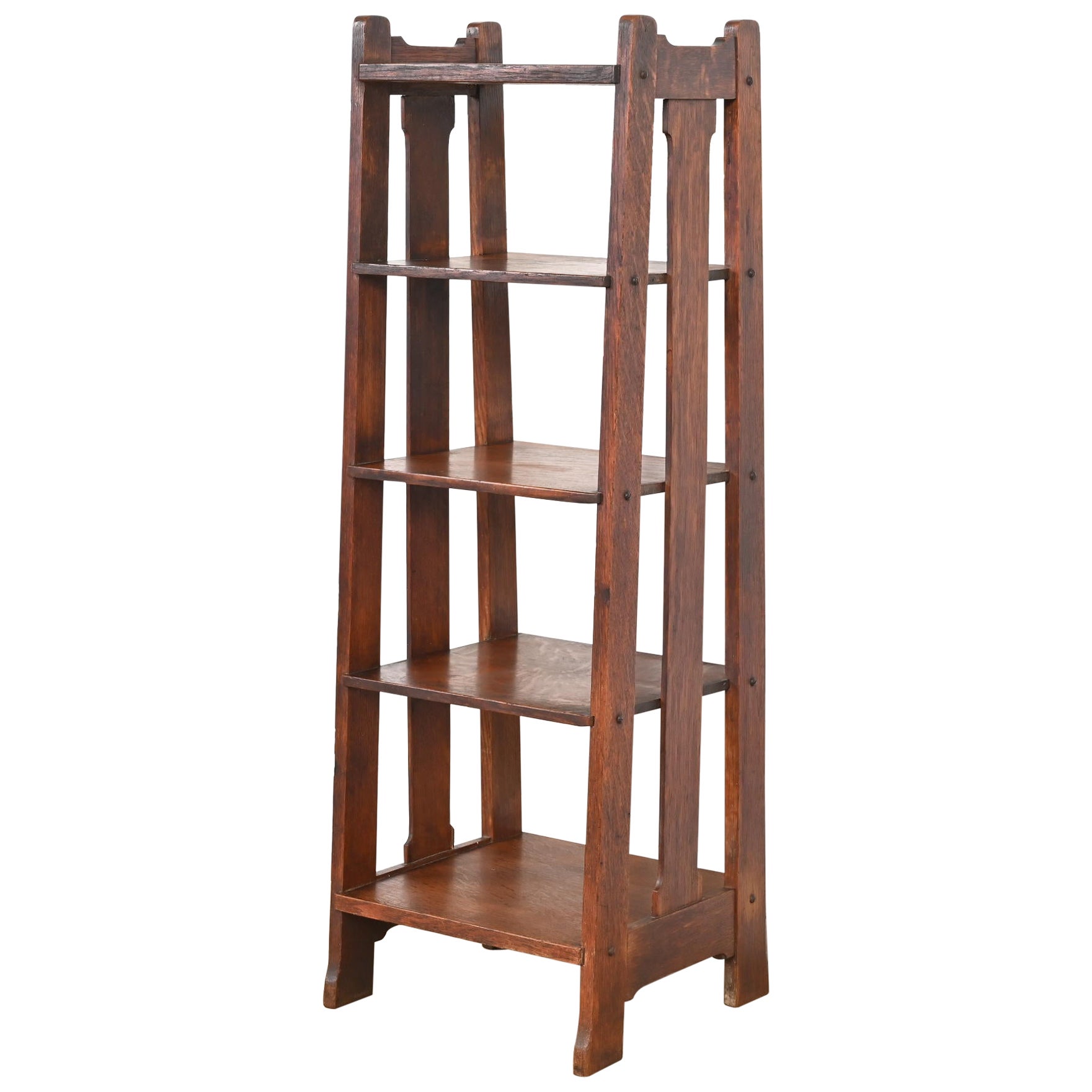 Stickley Brothers Mission Oak Arts & Crafts Slatted Bookcase or Magazine Rack