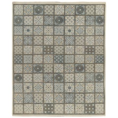 Tapis d'inspiration marocaine de Rug & Kilim avec médaillons tribaux blancs et bleus