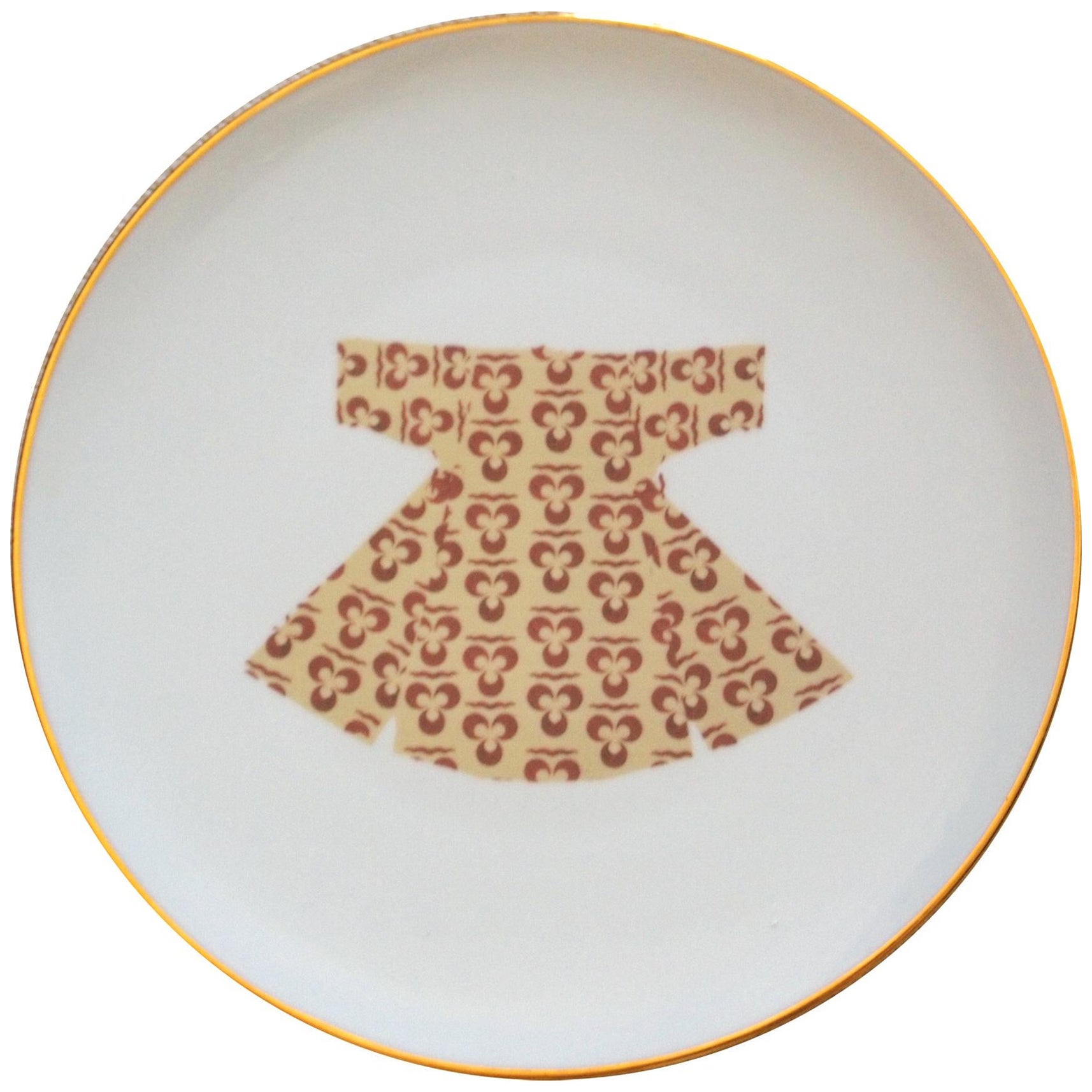 Piatto da dessert in porcellana Ottoman Kaftan con bordo dorato Made in Italy Kaft4