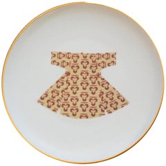 Ottoman Kaftan Porcelain Dessert Plate with Gold Rim Made in Italy Kaft4