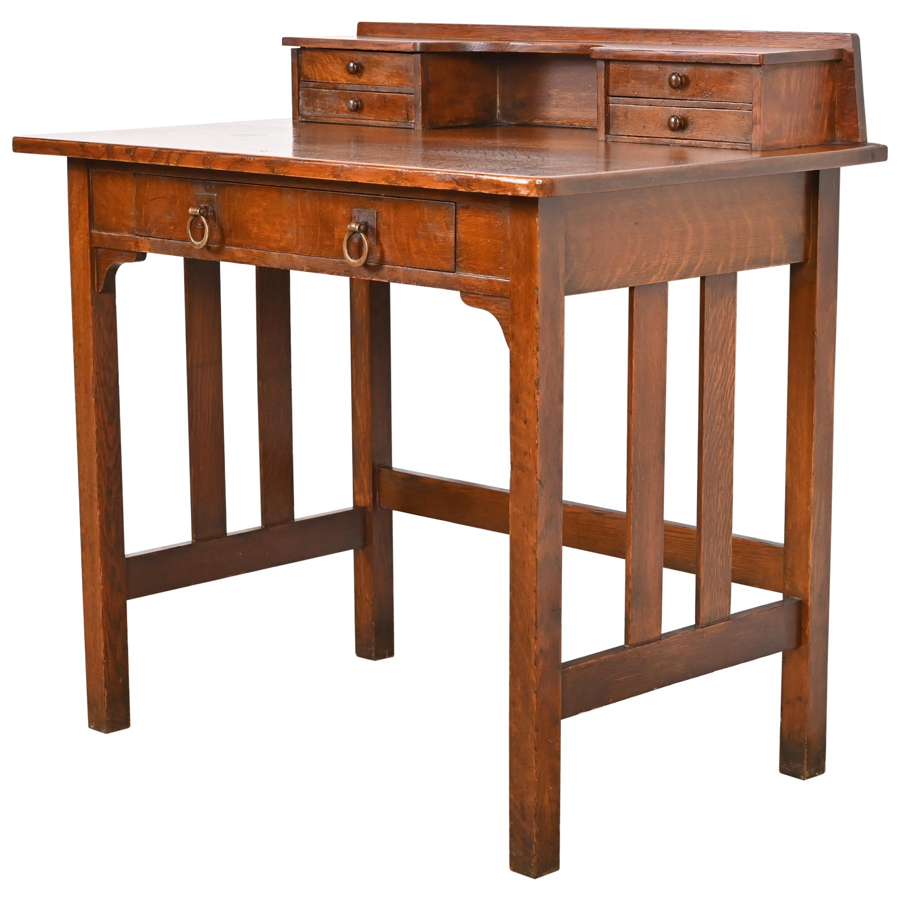 Stickley Brothers Antique Mission Oak Arts & Crafts Writing Desk, Circa 1900 For Sale