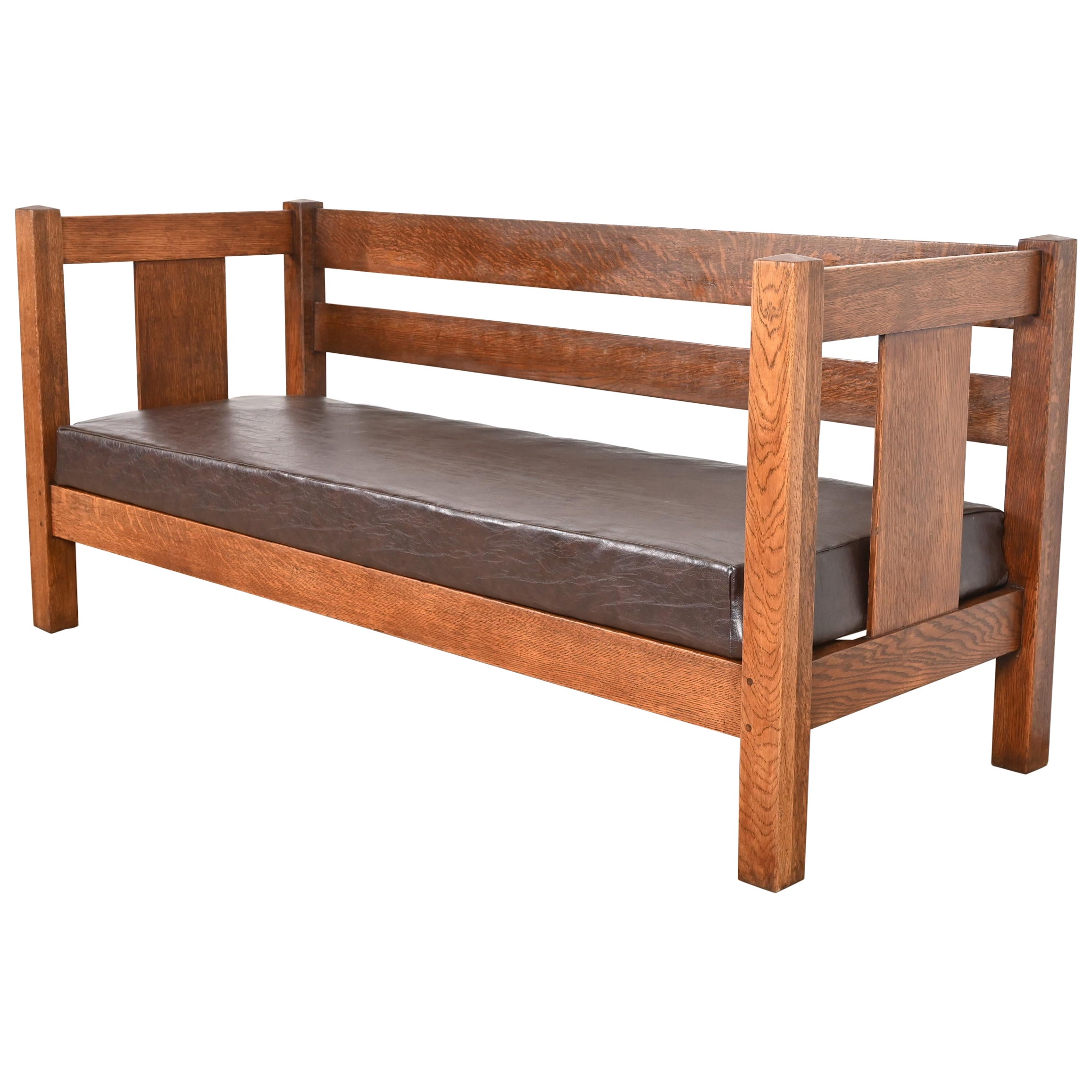 Charles Stickley Antique Mission Oak Arts & Crafts Settle Sofa or Bench