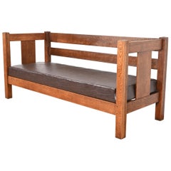 Charles Stickley Antique Mission Oak Arts & Crafts Settle Sofa or Bench