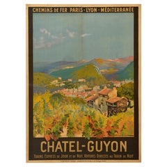 Original Antique Travel Poster Chatel Guyon Vineyard PLM Railway Julien Lacaze