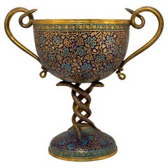 19th Century Kashmiri Enamelled Gilt Brass Cup