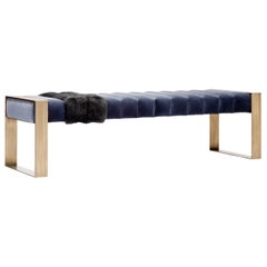Dawn Bench, Velvet Upholstery and Brass Legs, Handcrafted in Portugal by Duistt