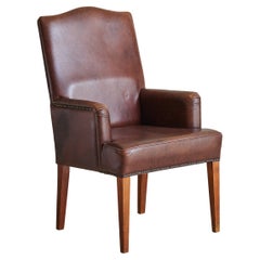 Dutch Armchair in Brown Sheepskin Leather, 1970s - 2 Available