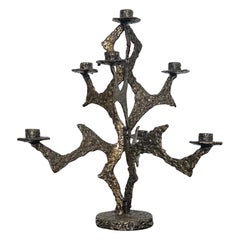 Sculptural Steel Candelabra with Resin Finish, France