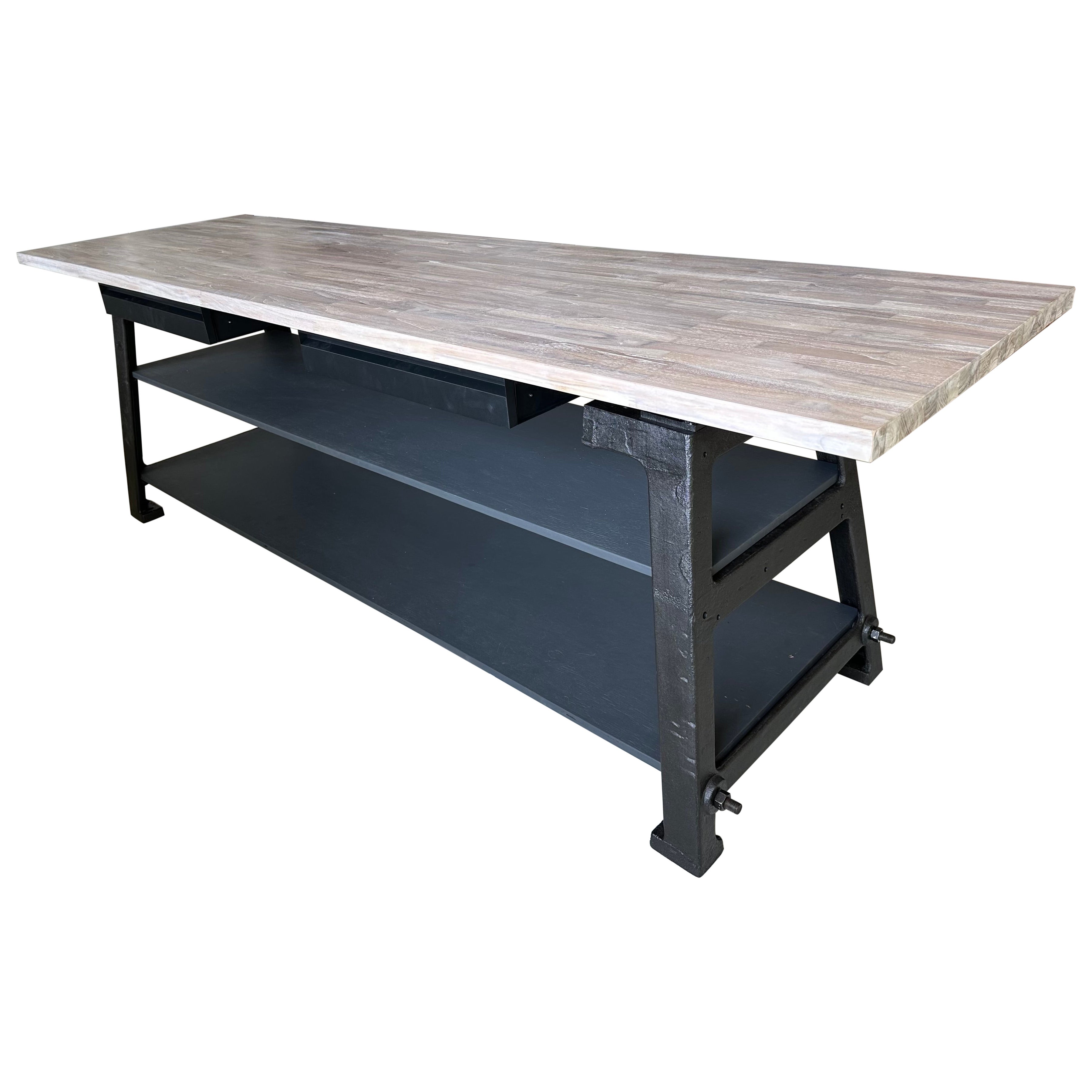 Custom Industrial Style Kitchen Island with Butcher Block Top