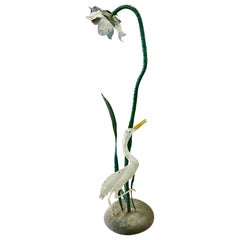 Lackierte Eisenlampe mit Vogel- und Blumendesign aus den 1960er Jahren