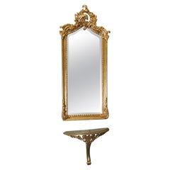 Tall Gilt Console Mirror with Shelf  This is a very lovely piece