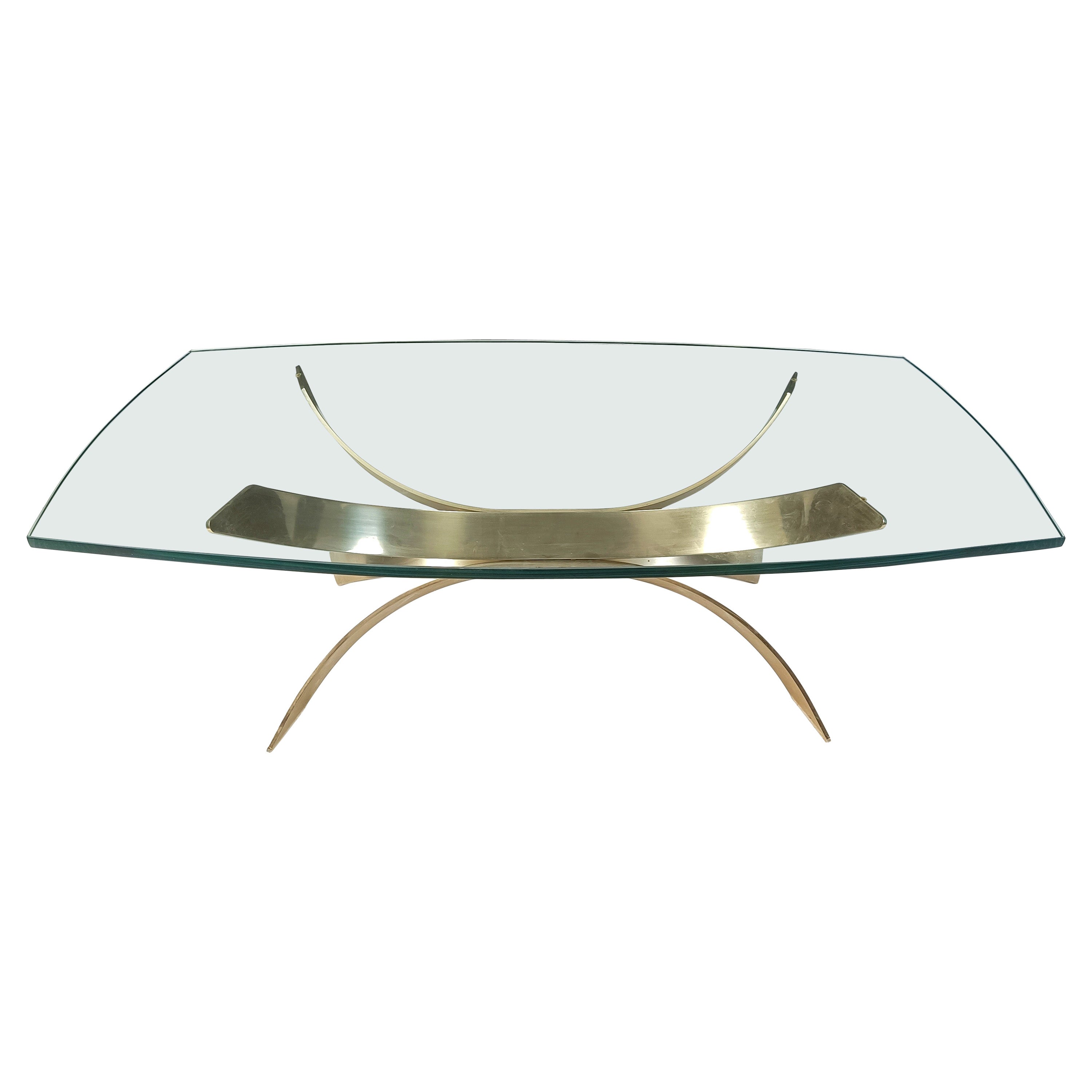 Mesa de centro italiana escultórica vintage de latón, años 70