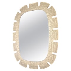 1970s German Hillebrand Frosted Iced Illuminated Backlit Lucite Wall Mirror