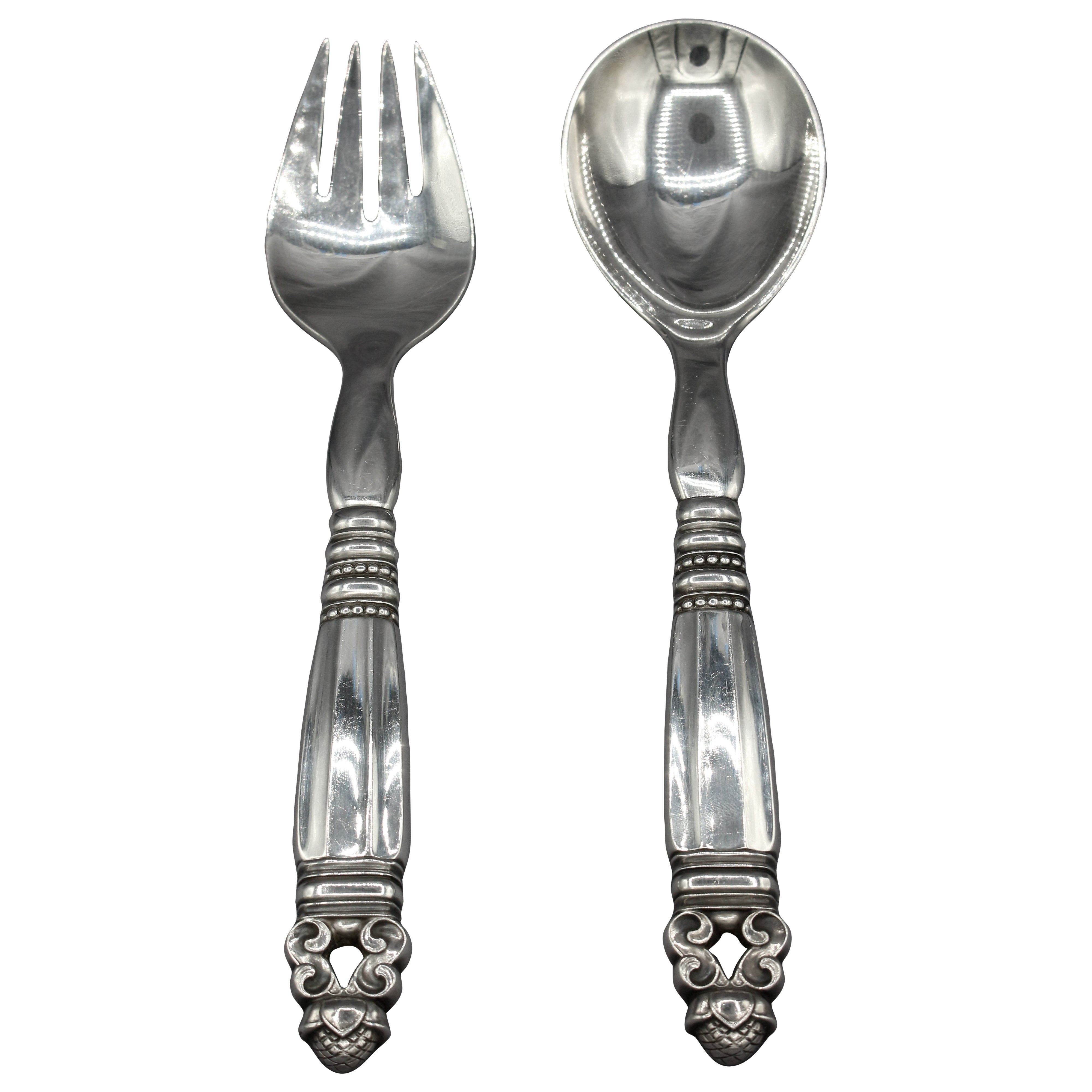 1933-44 Servidores de ensalada de plata de ley de Georg Jensen
