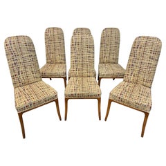 Mid-Century Modern John Stuart Upholstered Walnut Dining Chairs - Set of 6
