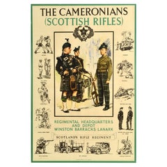 Poster originale d'epoca per il reclutamento militare dei Cameronians Scottish Rifles