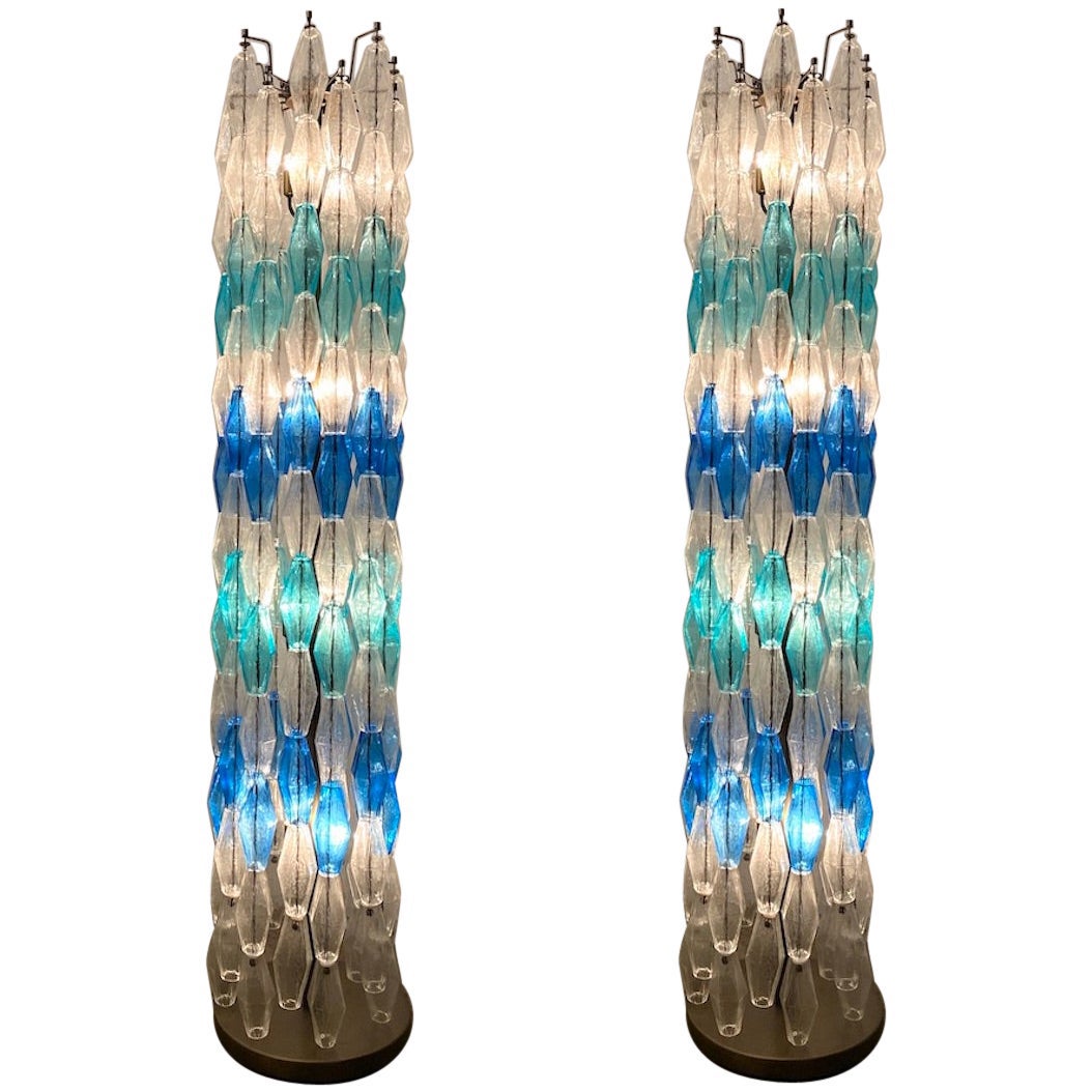 Superb Sapphire Poliedri Floor Lamp with Bronze Color Base