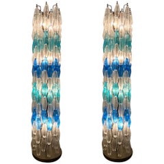 Superb Sapphire Poliedri Floor Lamp with Bronze Color Base