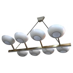 Rare Monumental Stilnovo Brass and Cream White Metal Chandelier, Italy, 1950s