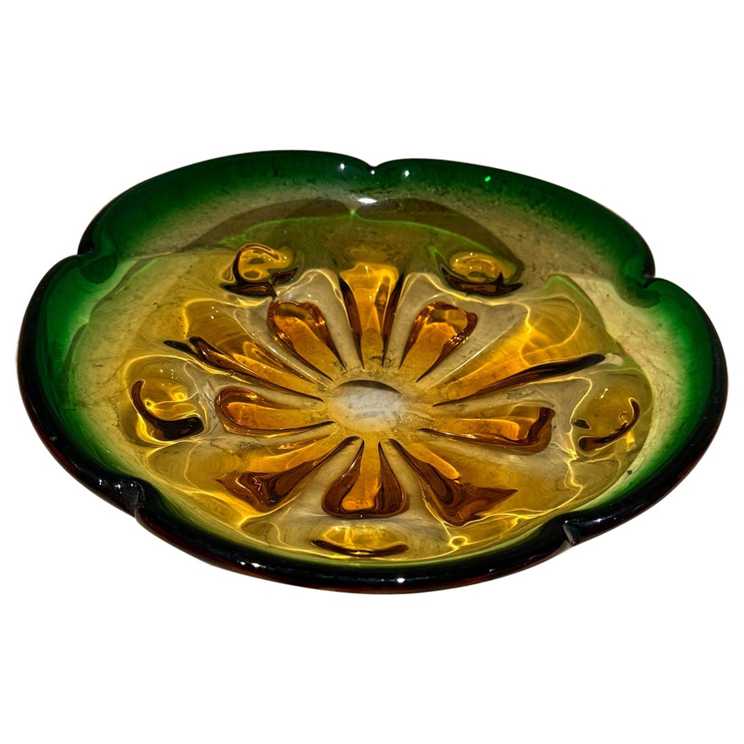 1950er Jahre Italienisches Kunstglas Grün Murano Schale Mid Century Modern Seguso