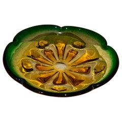 1950er Jahre Italienisches Kunstglas Grün Murano Schale Mid Century Modern Seguso