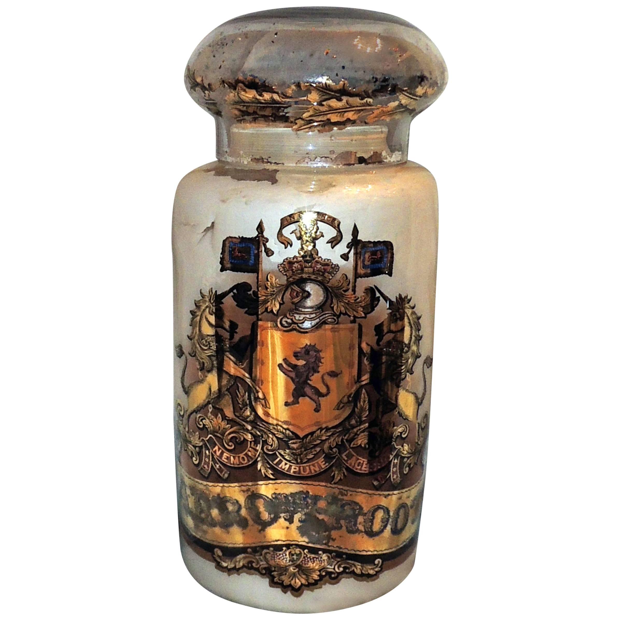 Wonderful Vintage White Pharmacy Blown Glass Apothecary Jar