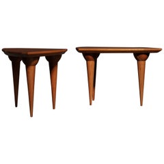 Pair of Solid Cherry Wood Side Tables