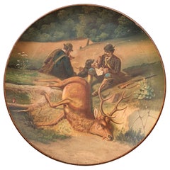 Early 20th Century German Hand Painted Ceramic Hunt Scene Wall Platter