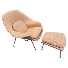 Euro Saarinen Womb Chair & Ottomane neu mit Anni Albers Knoll Eclat Weave geflochten