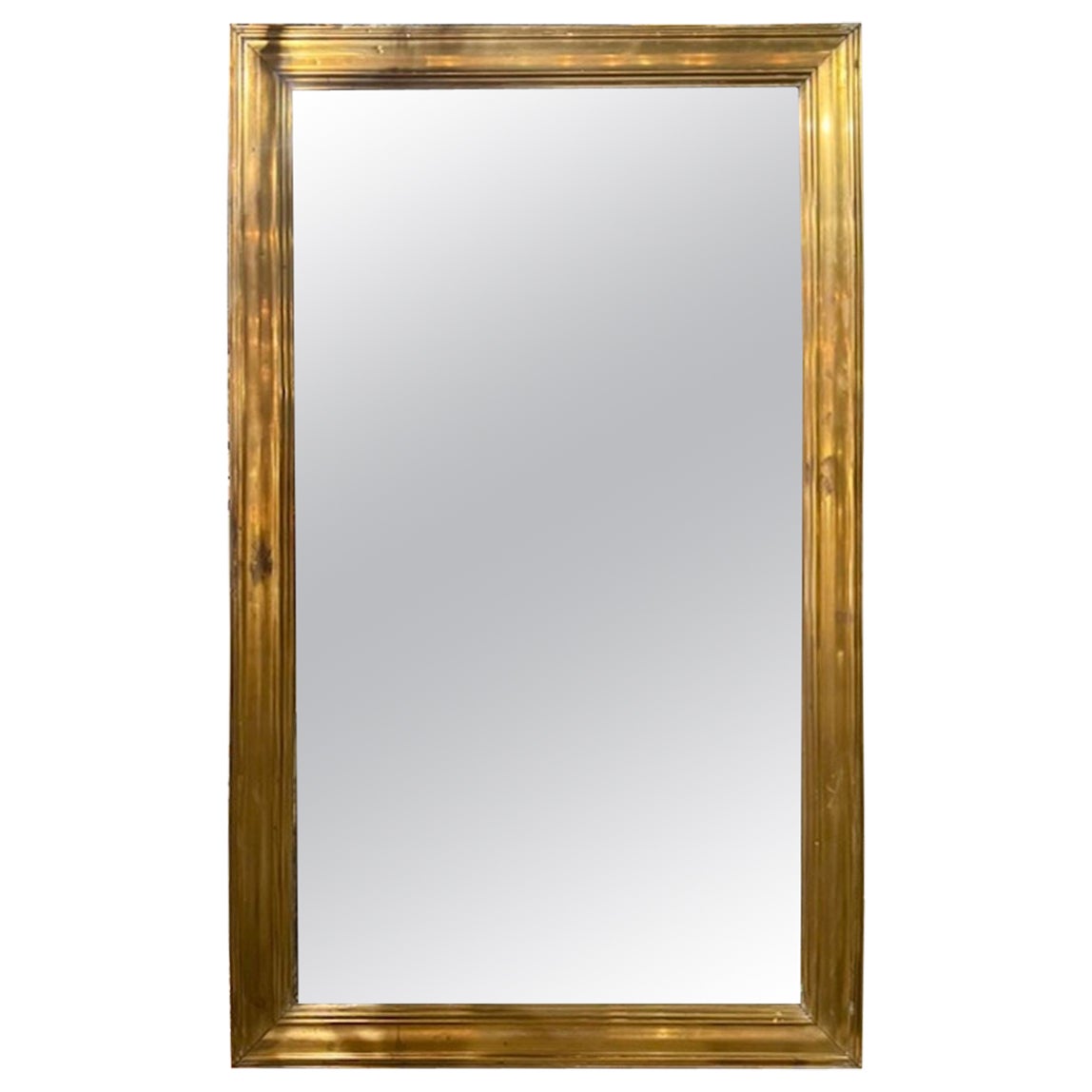 19th Century Transitional Antique Brass Bistro Mirror