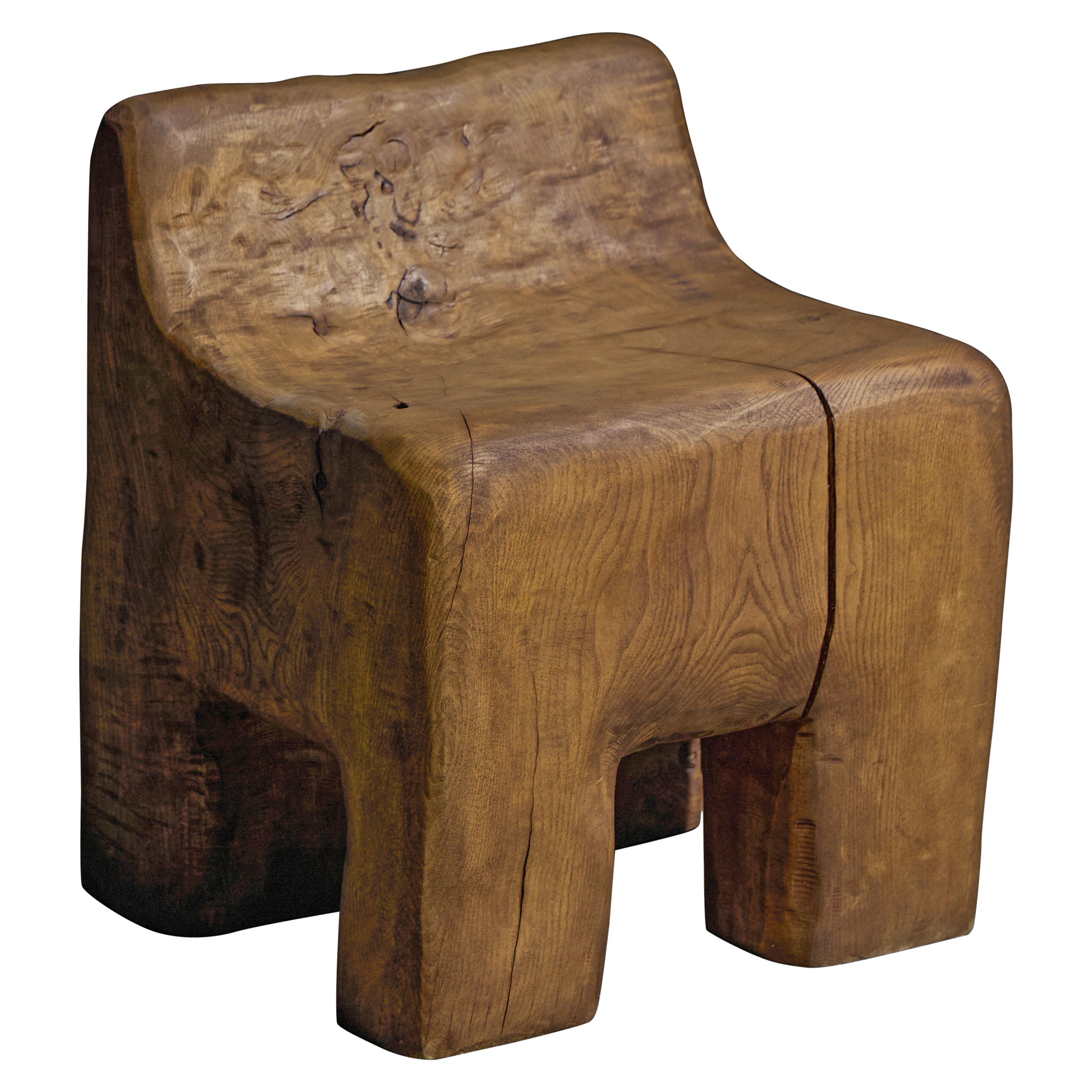 Sculptural Brutalist Hand-Carved Chair, France, 2024