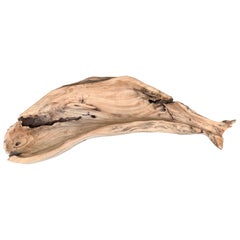 Vintage Folk Art Carved Hand Driftwood Whale Serving Tray (plateau de service pour baleine en bois flotté)