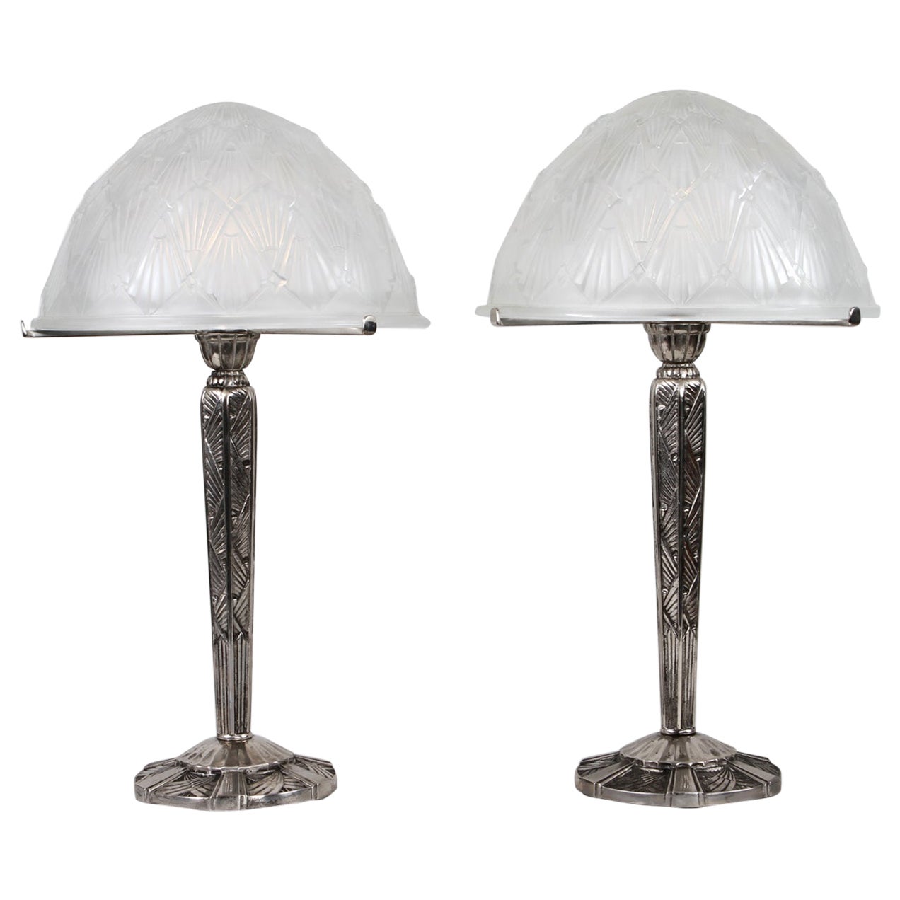 Paire de lampes de table Art déco françaises par Hettier & Vincent
