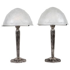 Coppia di lampade da tavolo francesi Art Déco di Hettier & Vincent