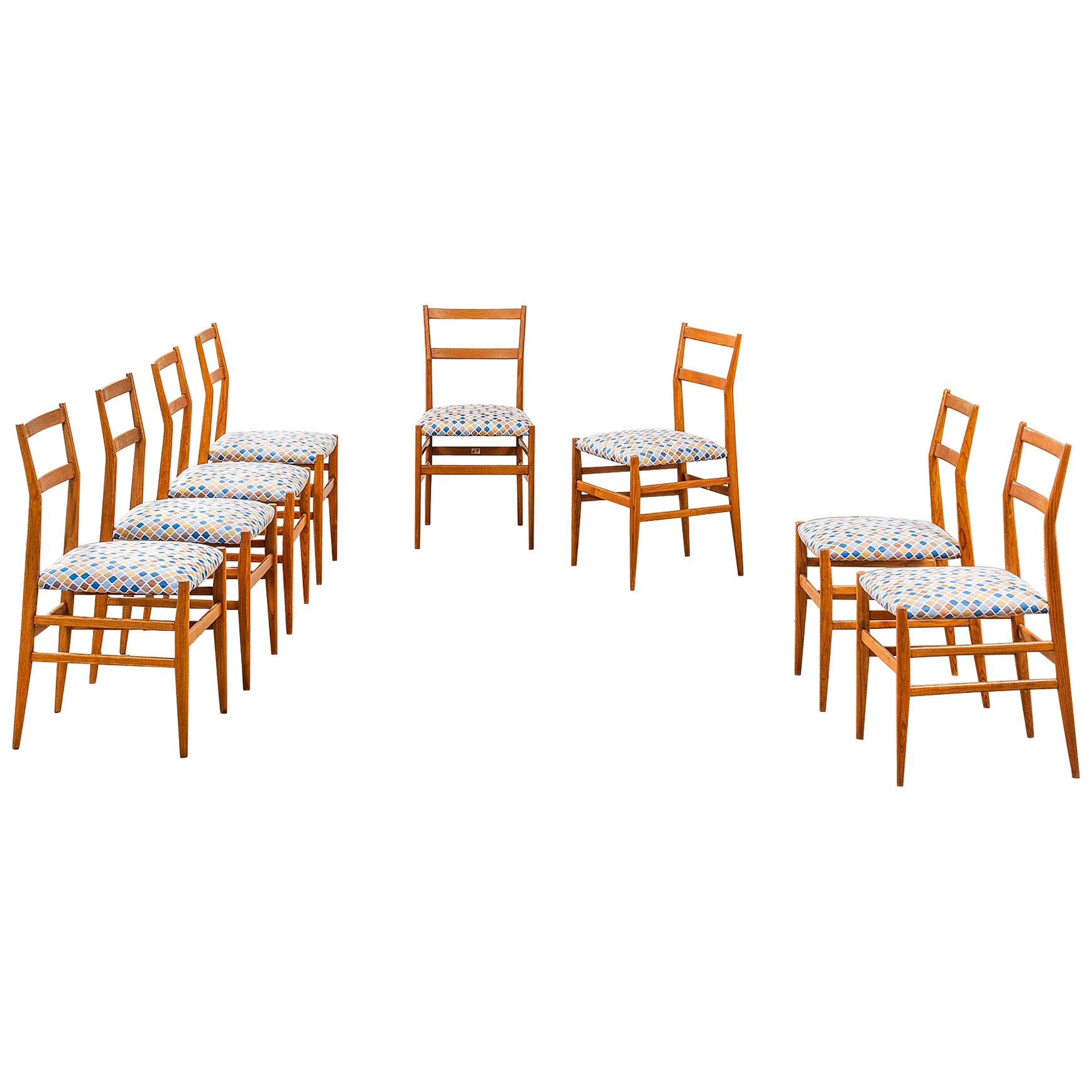 20th Century, Gio Ponti for Cassina Set of 8 Chairs mod. Leggera
