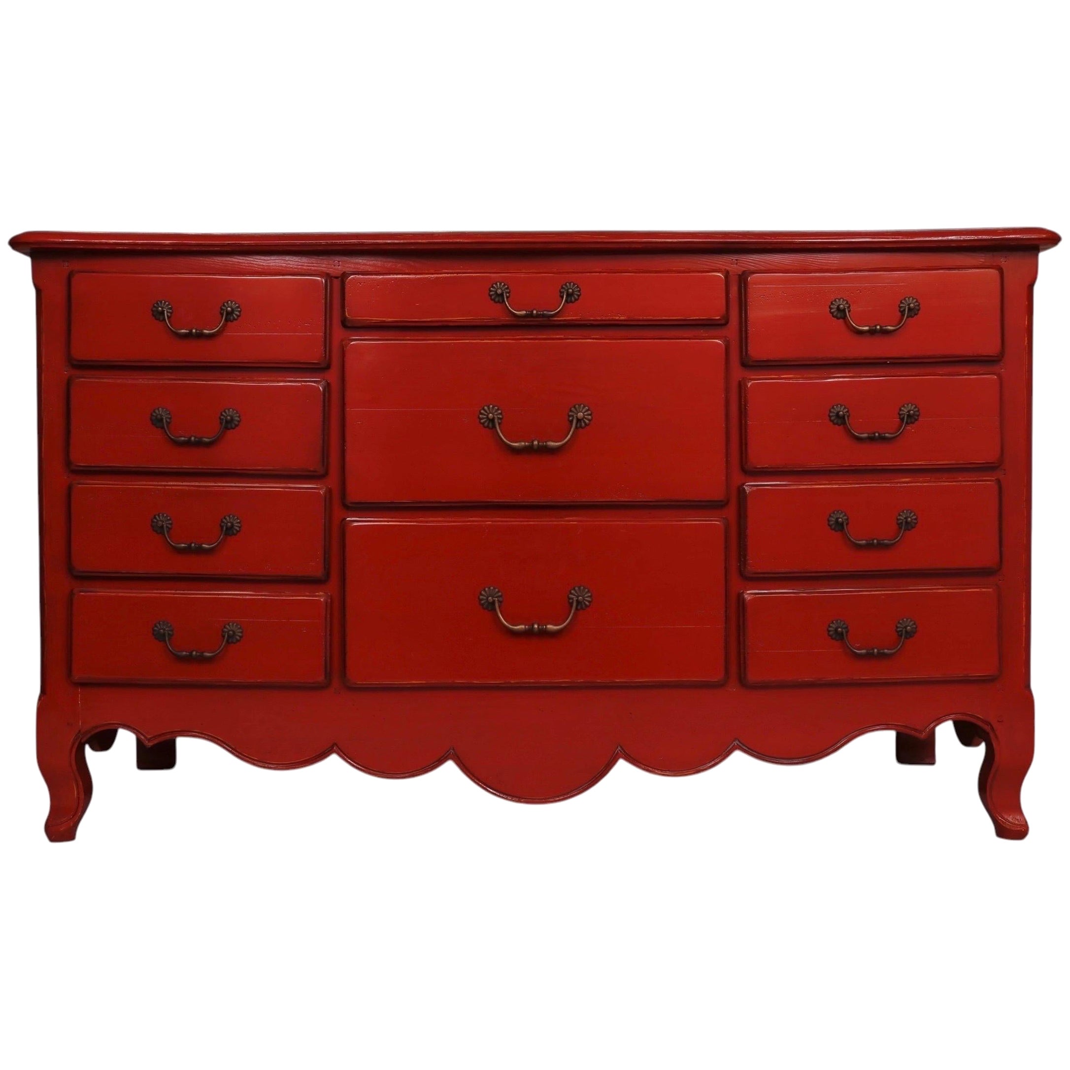 Deep Red French Provincial Dresser For Sale