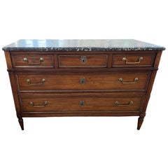 18th Century Mahogany Louis XVI Commode / Chest of Drawers / Dresser With Marble