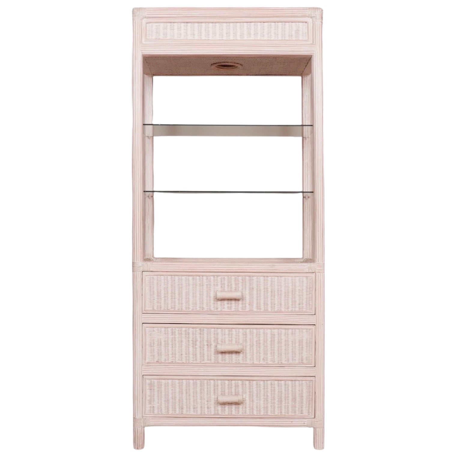 Rattan and Glass Etagere